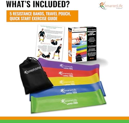 SmarterLife Resistance Bands for Working Out, Latex-Free Exercise Bands for Women, Men, 5 Extra Wide Workout Bands for Weight Loss, Home Gym, Booty Bands, Physical Therapy Bands, Workout Guide