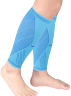 NuCamper Calf Compression Sleeves for Men & Women (1 Pair), Footless Compression Socks Calf Sleeve for Shin Splints,Legs Pain Relief, Varicose Veins,Leg Support for Running,Fitness,Travel - Blue, XL