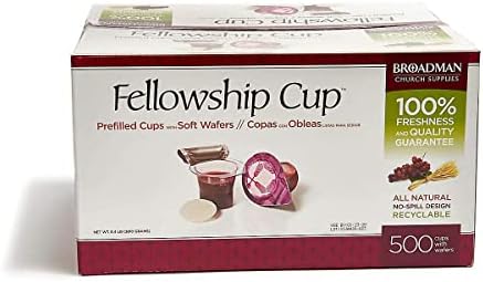 Broadman Church Supplies Pre-filled Communion Fellowship Cup, Juice and Wafer Set, 500 Count