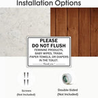 (2 Pack) Please Do Not Flush Paper Towels or Feminine Products in Toilets Sign, 10 x 7 Inches, 120 Mil Plastic, UV Protected, Weather Resistant, Waterproof, Durable Ink, Easy To Mount