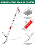 Grabber Reacher Tool, 50" Foldable Extra Long Grabber for Elderly Reaching Tool Heavy Duty Pickup Trash Picker Upper Equipment Fire Tongs Snake Grabber