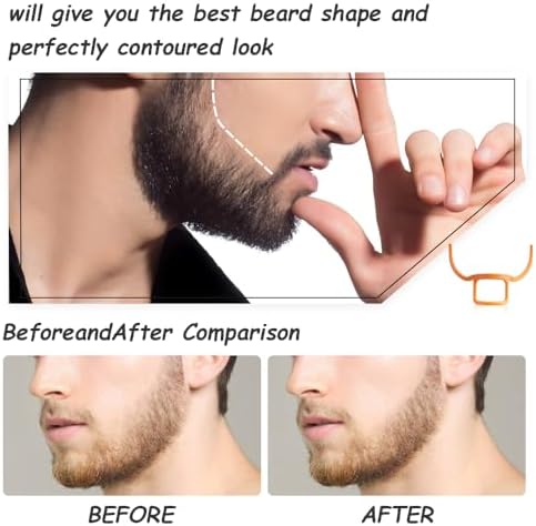 2 Pack Men's Beard Styler and Hairline Shaping Tool - Facial Hair Outline Template, Styling Tools, Goatee Groomer (Black and Orange)