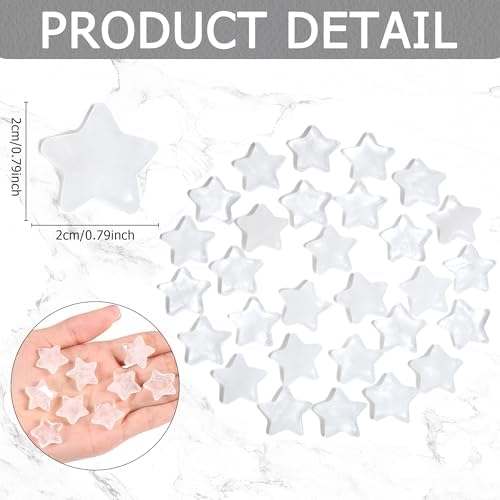 QINJIEJIE 20 PCS Clear Quartz Star Crystals Healing Stones Polished Crystal Cute Mini Pocket Stone Star Shaped Gemstones Set Bulk Wholesale Reiki Energy Balancing Thanksgiving Day Gift for Women