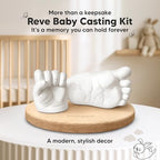 KeaBabies Baby Casting Kit Hands and Feet Mold - 3D Newborn Hand Casting Kit & Stylish Wood Base,Easy DIY Infant Foot Molds 0-9 Months,First Mothers Day & Baby Keepsake Shower Gifts(Round, Ash Wood)