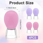 Sibba 4Pcs Glass Cupping Device, Silicone Vacuum Suction Cupping Set for Massage Therapy Scraping Slimming Meridians Anti-Cellulite, Anti Wrinkle, Use for Eyes, Face and Body