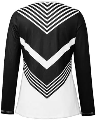 Womens Long Sleeve V Neck Tops Striped Contrast Color T Shirts Casual Work Fashion Tunics Blouses Tee