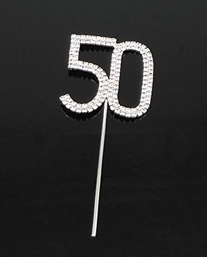 yueton Rhinestone Crystal Number 50 Birthday Wedding 50th Anniversary Cake Topper Cake Decor Accessories