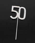 yueton Rhinestone Crystal Number 50 Birthday Wedding 50th Anniversary Cake Topper Cake Decor Accessories