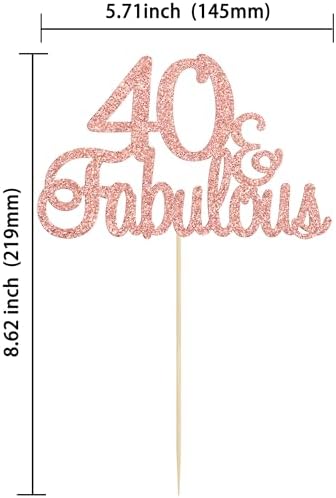 Gyufise 1Pcs 40 & Fabulous Cake Toppers Rose Gold 40 and Fabulous Cake Toppers for Happy 40th Birthday Cheers to 40 Party Decorations 40 Anniversary Birthday Cake Decorations Supplies