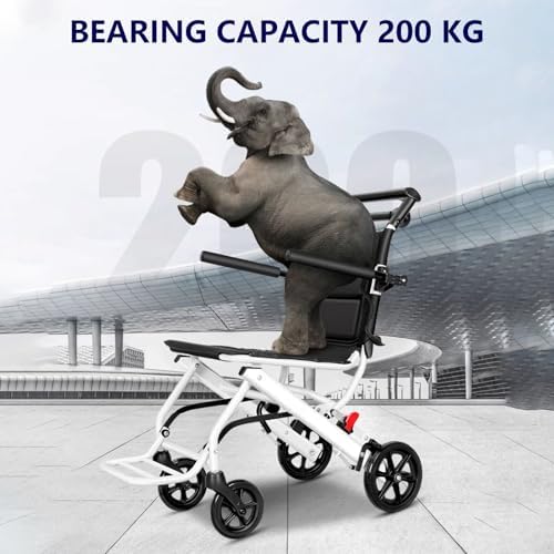 Ultra-Lightweight 13.66lbs Foldable Transport Wheelchair for Seniors Portable Aluminum Travel Wheelchair Support 180lbs Easy Travel Light Weight,Folding Collapsible,Fast Arrival A