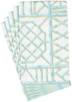Caspari Bamboo Screen Robin's Egg Paper Linen Guest Towel Napkins - 12 Per Package