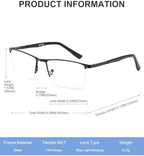 JOLISU 5 Pack Reading Glasses for Men, Blue Light Blocking Computer Metal Readers, Lightweight Half Frame with Spring Hinge