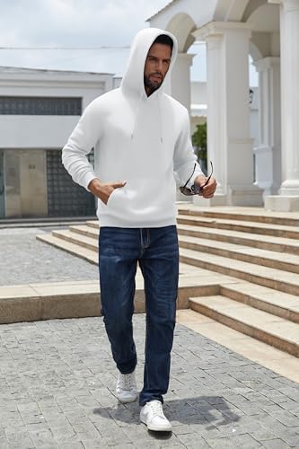 COOFANDY Men's Hoodies Pullover Fleece Lined Hoodie Casual Long Sleeve Drawstring Hooded Sweatshirts with Kanga Pocket