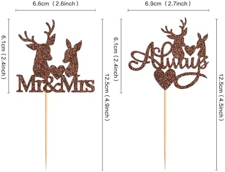 Ercadio 24 Pack Deer Cupcake Toppers - Brown Glitter Deer Head Cupcake Toppers & Picks for Wedding, Birthday, Baby Shower Cake Decoration