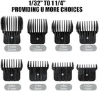 8 Pack Black Clipper Guards Snap-on Blade Attachment Combs Fit for Andis pm-t, pmt-2, D-4, D-5, D8, GI, GTO, slii, rt-1, for Babyliss FX787G, FX787BN, FX787RG, FX787S, FX787GDB, FX726, FX797