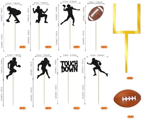 Rsstarxi Football Cake Decorations with football Field Goal Post Cake Pick Decorations for Sports Football Themed Birthday Party DIY Cake Decorations Supplies