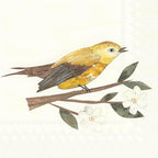 IHR Ideal Home Range Party Napkins Disposable 3-Ply Paper Lunch Napkin Pack, 6.5" x 6.5", Yellow Bird And Blossoms, 20-Count