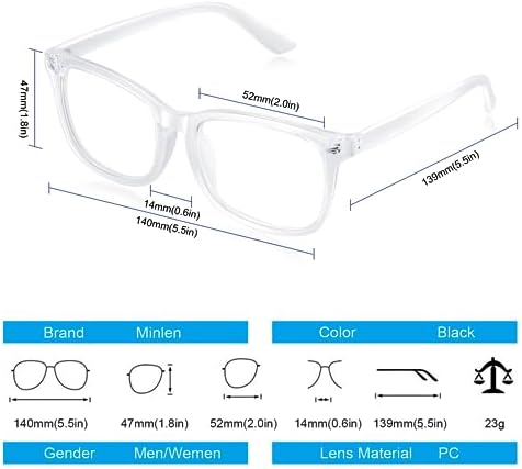 Blue Light Blocking Glasses for Women/Men Clear Frame Square Eyeglasses Computer Gaming Screen Glasses