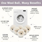 Wool Dryer Balls XL 6-Pack with Felt Storage Box, 100% Pure Wool Dryer Balls, Reusable Laundry Dryer Balls, Reduce Drying Time Wrinkles Static, Natural Fabric Softener Alternative (White Sheep)