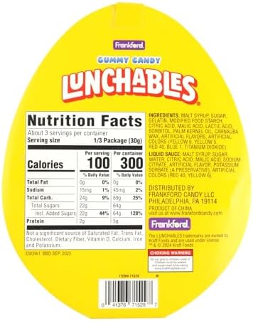 Frankford Pepperoni Pizza Gummy Lunchable Kit, Candy that Looks Like Food, Easter Basket Stuffers, 3.14 Ounces