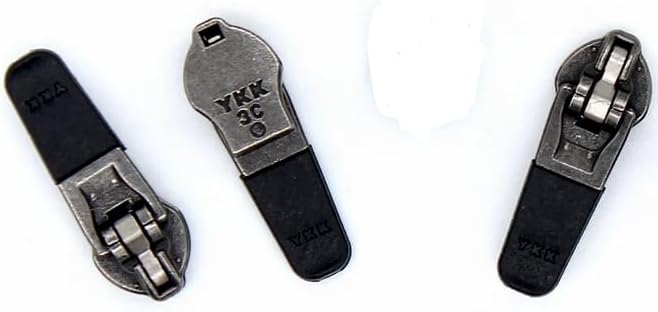 YKK #3 Coil Automatic Black Rubber Tab Antique Silver Sliders - 3 Sliders Per Pack - Made in The United States
