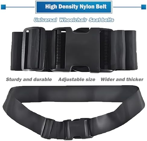 Wheelchair Safety Strap Seat Belt, 31-86"Adjustable Length/ 2" Wide - Black Anti-Slip and Anti-Fall Wheelchair Fixation Belt, Extra Long Size-Suitable for Obese People