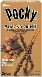 Pocky Almond Crush Biscuit Sticks – Chocolate Cream Covered with Real Almonds – (Pack of 10 boxes, 1.45 oz/each)