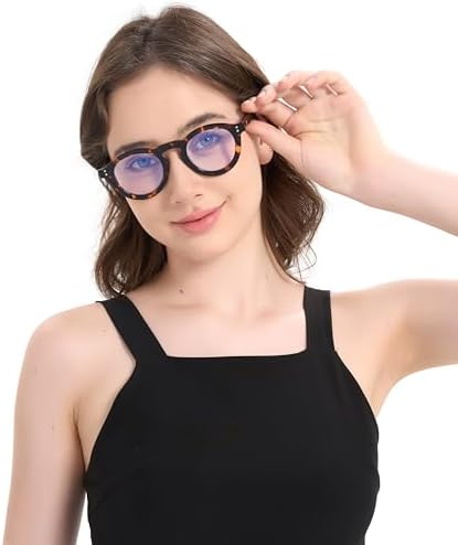 Blue Light Blocking Glasses for Women Men, Retro Round Frame Computer Gaming Glasses Anti Glare & UV RF6209