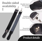 ZORZA 1Pcs Dual-Sided Leather Sharpening Straps Professional Barber Leather Strap Straight Razor Strop with Cowhide & Canvas for Enhanced Razor Sharpening & Smoothing Experience (Black)（Cowhide）