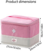 Travel Medicine Bag Organizer, Medical Bag Empty for First Responder Storage, Emergency Medical for Home, Travel, Camping, Car, Hiking & Outdoor Emergencies (Pink)