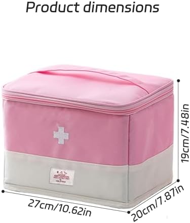 Travel Medicine Bag Organizer, Medical Bag Empty for First Responder Storage, Emergency Medical for Home, Travel, Camping, Car, Hiking & Outdoor Emergencies (Pink)