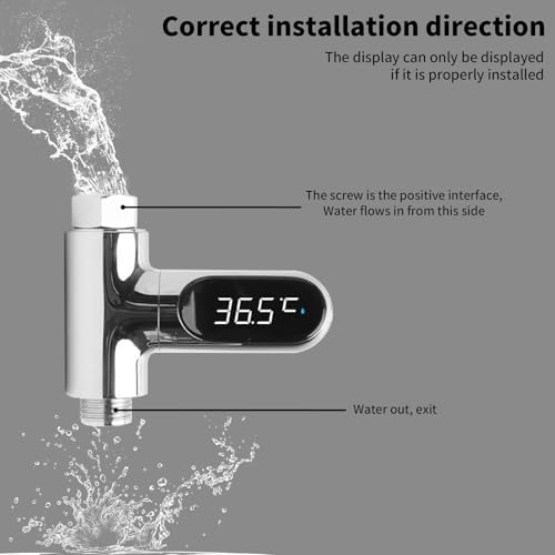Shower Thermometer,Led Digital Display 360°Rotating Screen Baby Bath Water Power Support Fahrenheit Celsius Home Bathroom Kitchen Water Thermometer for Shower Bath Handheld Sprinkler Head