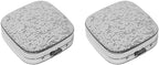 Set of 2 Square-Shaped Pocket Purse Pill Box with Mirror (Silver Etched Floral Print)