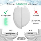 Centoco 2 inch Raised Toilet Seat for Seniors, Elongated, Closed Front with Cover, Plastic, Made in the USA, HL800STS-001, White