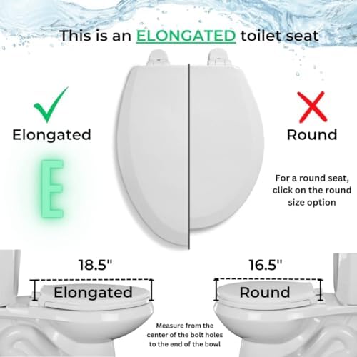 Centoco 2 inch Raised Toilet Seat for Seniors, Elongated, Closed Front with Cover, Plastic, Made in the USA, HL800STS-001, White