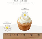 18 Count Edible Daisy Cake Decorations, Small Edible Flowers, White & Yellow Sugar Flowers, Daisy Cupcake Toppers for Cakes & Cupcakes, Edible Cake Decorations, Global Sugar Art (1 Inch)
