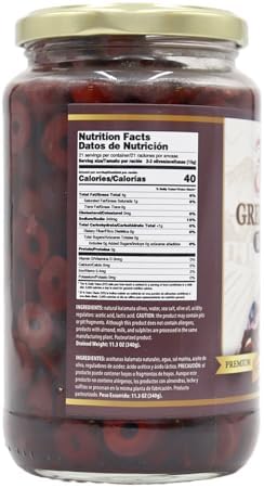 Greek Kalamata Olives Sliced - Flora Foods Imported - 19.6 OZ Glass Jar - Premium Quality
