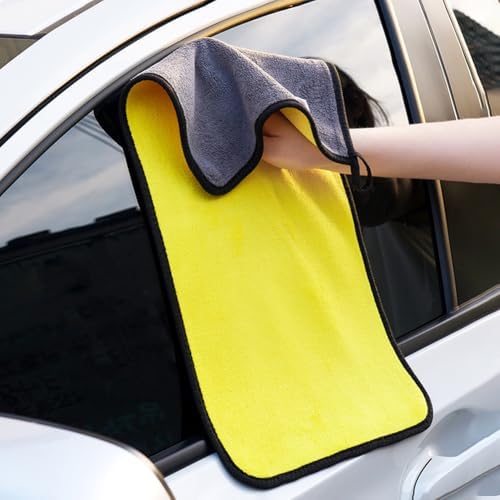1PC Thick Coral Fleece Car Drying Towel: Super Absorbent, Ideal for Quick Car Cleaning,Multi-Functional Towel,23.64 x 11.82 in, Yellow