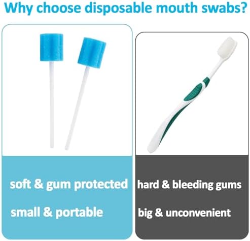 50 Oral Cleaner Swabs Disposable Sponge - Toothettes Mouth Swabs Swabsticks for Elderly Dry Mouth Waterless Toothbrushes on the go Mini Pet Children Sterile Thrush Mouth Treatment