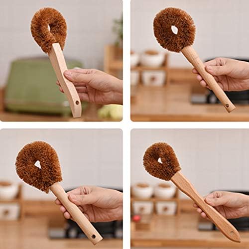 Kitchen Wooden Handle Coconut Fiber Cleaning Brush Dish Bottle Scrub Wash Tool