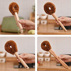 Kitchen Wooden Handle Coconut Fiber Cleaning Brush Dish Bottle Scrub Wash Tool