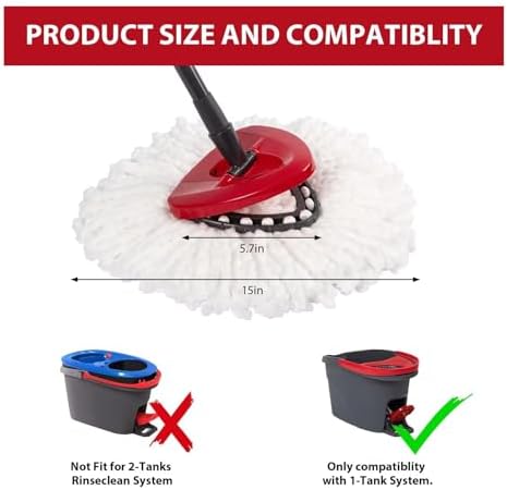 4-Pack Mop Replacement Heads for Ocedar Mop Replace Head EasyWrin Spin Mop Heads Replacements, Easy Cleaning Mop Head Replacement