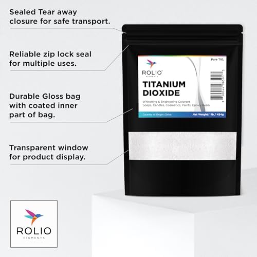 Rolio Pure Titanium Dioxide Powder, 3.5 Oz (100g) Bag – Whitening Colorant for Soap Dye, Sunscreen and Lotion, Epoxy Resin, Candles, Cosmetics, Concrete Pigment, DIY Paint, Ceramics, and Art Projects