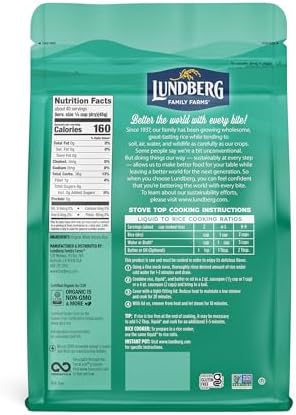 Lundberg Organic Arborio Rice, Rich Flavor, Creamy Texture, Perfect for Risotto, Rice Pudding & Soups, Pantry Staple, Sustainably Farmed, Gluten-Free, Non-GMO, Vegan, 4 lbs.