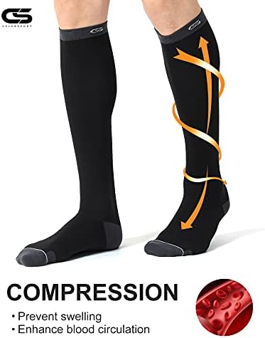 CelerSport 3 Pairs Compression Socks for Men and Women Running Support Socks
