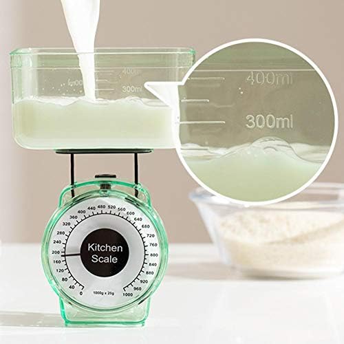 Food Scale Mechanical Dial Kitchen Scale,Vintage Retro Look Kitchen Food MechanicalScale Tool Analog Dial Removable Bowl,Removable Measuring Cup, Tare Function, KitchenFriendly