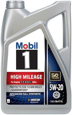 Mobil 1 High Mileage Full Synthetic Motor Oil 5W-20, 5 Quart