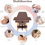 CHRUN Massage Table Portable Wide Massage Bed 84 Inches Spa Bed 2 Fold Table 9 Heigh Adjustable Carry Case Salon Bed Face Cradle Bed Brown