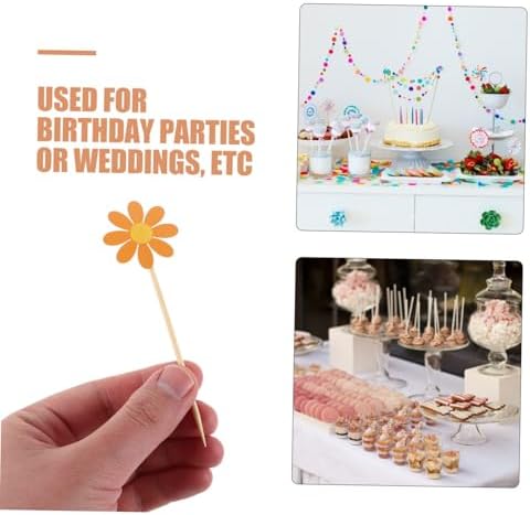 Cabilock 40Pcs Daisy Flower Cake Toppers Floral Cupcake Picks Lightweight Cake Decorating Supplies for Wedding Birthday Party Dessert Table Enhancement