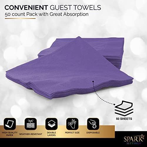 Big Party Pack 40 Count Purple Dinner Napkins Tableware- Ideal for Wedding, Party, Birthday, Dinner, Lunch, Cocktails. (7” x 7”)